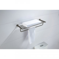 AQ4115BGM ЕВРОПА полка для полотенец, оружейная сталь (шлиф. черный хром)