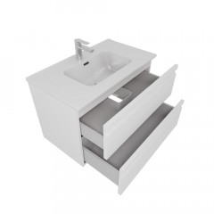 AQ77080-MW Комплект мебели:Тумба 80 см ВЕГА с раковиной AQ0480-00, 2 ящика,цвет белый мат