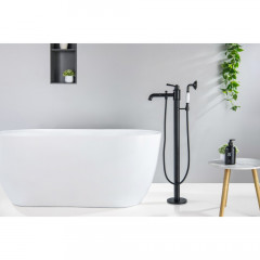 AQ1545MB КЛАССИК смеситель для ванны напольный (внешняя и скрытая часть), матовый черный