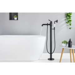 AQ1545MB КЛАССИК смеситель для ванны напольный (внешняя и скрытая часть), матовый черный