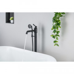 AQ1545MB КЛАССИК смеситель для ванны напольный (внешняя и скрытая часть), матовый черный