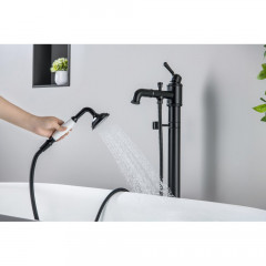 AQ1545MB КЛАССИК смеситель для ванны напольный (внешняя и скрытая часть), матовый черный