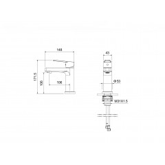AQ1710CR ЛУГАНО смеситель для раковины 106 без донного клапана