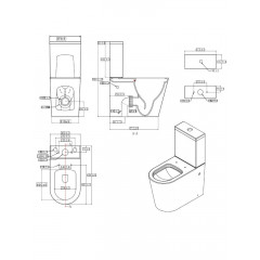 AQ1273H-00 Унитаз напольный с бачком 700*375*890мм, горизонтальный выпуск, тонкое сиденье с механизмом плавного закрывания, крепеж