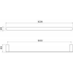 AQ4414MB ЛИРА полотенцедержатель 600 мм, матовый черный