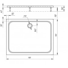 Поддон акриловый, прямоугольный, с ножками и съемной панелью. БЕЗ СИФОНА. 110*90*15