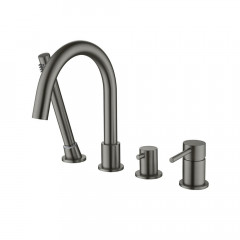 AQ1348BGM ЕВРОПА смеситель на борт ванны на 4 отв., оружейная сталь (шлиф. черный хром)