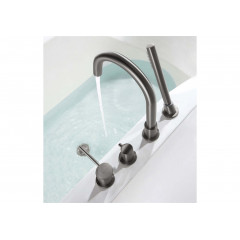 AQ1348BGM ЕВРОПА смеситель на борт ванны на 4 отв., оружейная сталь (шлиф. черный хром)