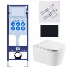 SET AQUATEK ОБЕРОН T-012 4в1 (рама INS-0000017 +крепеж KKI-0000002+ клавиша KDI-0000012+унитаз AQ1365T-00 ОБЕРОН с тонким сиденьем soft-close)