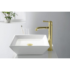 AQ1504PG КЛАССИК смеситель для раковины высокий 235, без донного клапана, полир. золото