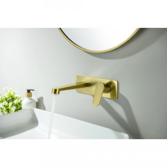 AQ1213BG ОБЕРОН смеситель для раковины настенный (внешняя и скрытая часть), шлиф. золото