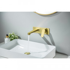 AQ1213BG ОБЕРОН смеситель для раковины настенный (внешняя и скрытая часть), шлиф. золото