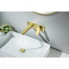 AQ1213BG ОБЕРОН смеситель для раковины настенный (внешняя и скрытая часть), шлиф. золото