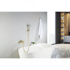 AQ1249BG ОБЕРОН смеситель для ванны с душевым набором 3jet, шлиф. золото