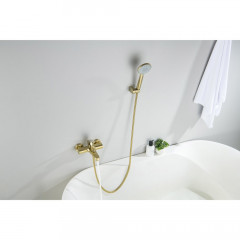 AQ1249BG ОБЕРОН смеситель для ванны с душевым набором 3jet, шлиф. золото