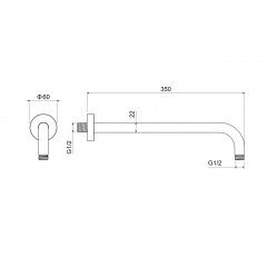AQ2174BG держатель верхнего душа настенный 350 мм, шлиф. золото