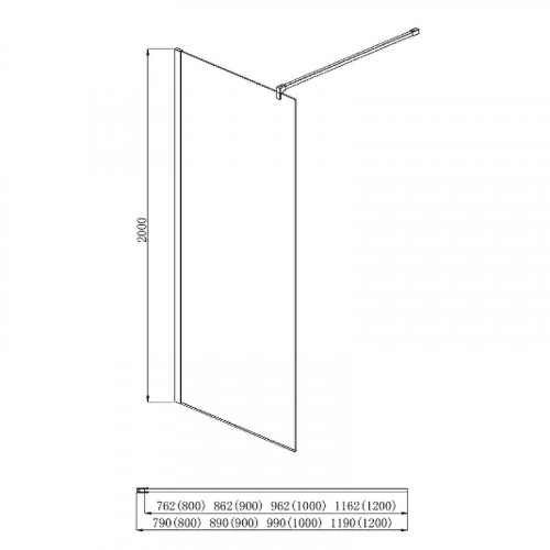 AQ WIW 12020BL Душевая перегородка Walk in с держателем 1200x2000 профиль черный, стекло прозрачное