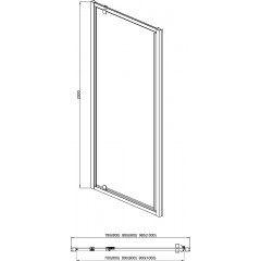 AQ ARI PI 10020BL Душевая дверь, распашная 1000x2000 профиль черный, стекло прозрачное
