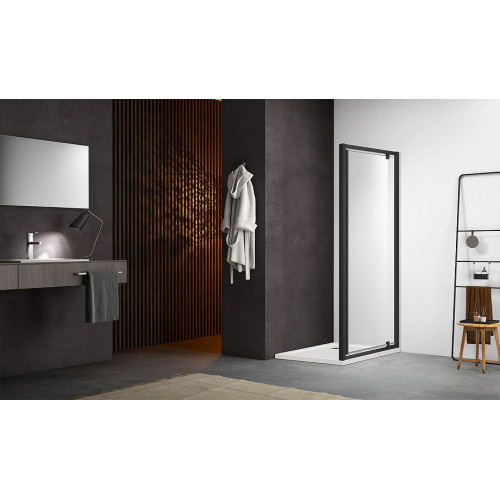 AQ ARI PI 10020BL Душевая дверь, распашная 1000x2000 профиль черный, стекло прозрачное