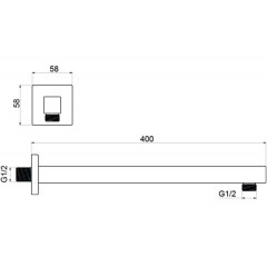 AQ2177CR держатель верхнего душа настенный 400 мм