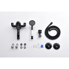 AQ1549MB КЛАССИК смеситель для ванны с душевым набором, матовый черный