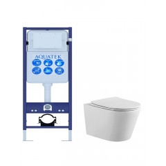 SET AQUATEK ВЕГА/17 (рама AQUATEK INS-0000017 (без клавиши и крепежа) +унитаз ВЕГА AQ1905-00+тонкое сиденье с механизмом sc)
