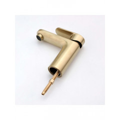 AQ1812BG НИКА смеситель для раковины 90 без донного клапана с гигиеническим ручным душем, шлиф.золото