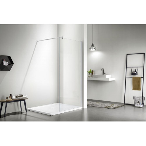 AQ WIW 12020CH Душевая перегородка Walk in с держателем 1200x2000 профиль хром, стекло прозрачное
