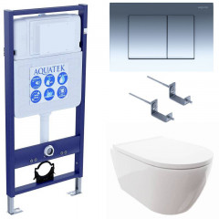 SET AQUATEK ПОЛАРИС (рама AQUATEK Standard INS-0000012+унитаз ПОЛАРИС AQ0700-00 с тонким сиденьем soft-close+ крепеж KKI-0000002 +панель KDI-0000010)