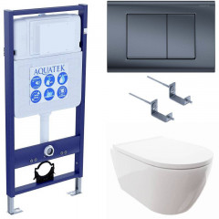 SET AQUATEK ПОЛАРИС (рама AQUATEK Standard INS-0000012+унитаз ПОЛАРИС AQ0700-00 с тонким сиденьем soft-close+ крепеж KKI-0000002 +панель KDI-0000033)