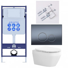SET AQUATEK ЛЕЯ Т (рама AQUATEK Standard INS-0000012, клавиша KDI-0000035 ,KKI-0000002 крепёж+унитаз ЛЕЯ AQ1199T-00 с тонким сиденьем soft-close