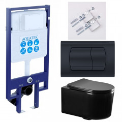 SET AQUATEK МИЯ-MB-049 4в1 (рама AQUATEK Standard INS-0000020+ крепеж KKI-0000002+клавиша KDI-0000049+унитаз AQ2004-MB с тонким сиденьем soft-close