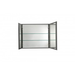 AQ7808-MC Алюминиевый зеркальный шкаф без подсветки 762*660*134,крепеж. Две зеркальные дверцы шириной 50,9 и 25,5 см. Две стекл.полки 6 мм