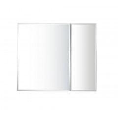 AQ7808-MC Алюминиевый зеркальный шкаф без подсветки 762*660*134,крепеж. Две зеркальные дверцы шириной 50,9 и 25,5 см. Две стекл.полки 6 мм