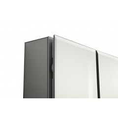 AQ7808-MC Алюминиевый зеркальный шкаф без подсветки 762*660*134,крепеж. Две зеркальные дверцы шириной 50,9 и 25,5 см. Две стекл.полки 6 мм