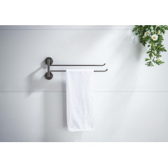 AQ4613BGM БЕТТА полотенцедержатель двойной, оружейная сталь (шлиф. черный хром)