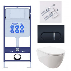 SET AQUATEK ПОЛАРИС (рама AQUATEK Standard INS-0000012+унитаз ПОЛАРИС AQ0700-00 с тонким сиденьем soft-close+ крепеж KKI-0000002 +панель KDI-0000045)