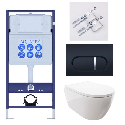 SET AQUATEK ПОЛАРИС (рама AQUATEK Standard INS-0000012+унитаз ПОЛАРИС AQ0700-00 с тонким сиденьем soft-close+ крепеж KKI-0000002 +панель KDI-0000045)