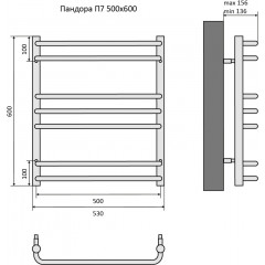 Пандора П7 500х600 Полотенцесушитель Aquatek (черный муар)