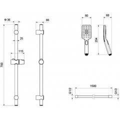 AQ2018CR ЛИРА душевой гарнитур 3jet 65 см