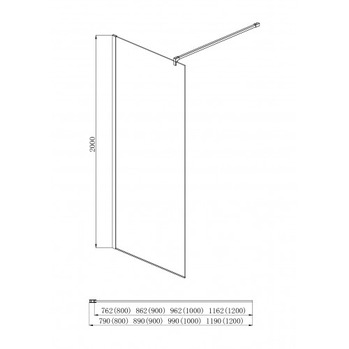 AQ WIW 10020CH Душевая перегородка Walk in с держателем 1000x2000 профиль хром, стекло прозрачное