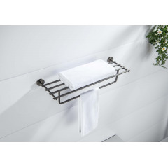 AQ4615BGM БЕТТА полка для полотенец, оружейная сталь (шлиф. черный хром)