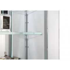 AQ7104-MLC Алюминиевый зеркальный шкаф с подсветкой 1000*700*133,крепеж.Две зерк. дверцы 49,85см, две стекл.полк, круговая подсветка, антизапотевание