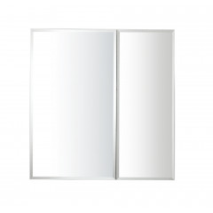 AQ7608-MC Алюминиевый зеркальный шкаф без подсветки 636*660*134, крепеж. Две зеркальные дверцы шириной 38 и 25,5 см. Две стекл.полки 6мм