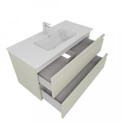 AQ77100-GS Комплект мебели: Тумба 100см ВЕГА с раковиной AQ4100-00, 2 ящика, цвет шалфей зеленый