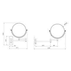 AQ4911BG зеркало косметическое настенное 5х, шлиф. золото