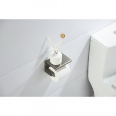 AQ4939BGM ЕВРОПА бумагодержатель с полкой, оружейная сталь (шлиф. черный хром)