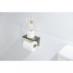 AQ4939BGM ЕВРОПА бумагодержатель с полкой, оружейная сталь (шлиф. черный хром)