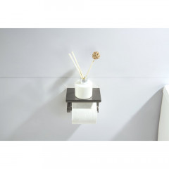 AQ4939BGM ЕВРОПА бумагодержатель с полкой, оружейная сталь (шлиф. черный хром)