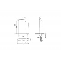 AQ1104BGM БЕТТА смеситель для раковины высокий 230, без донного клапана, оружейная сталь (шлиф. черный хром)